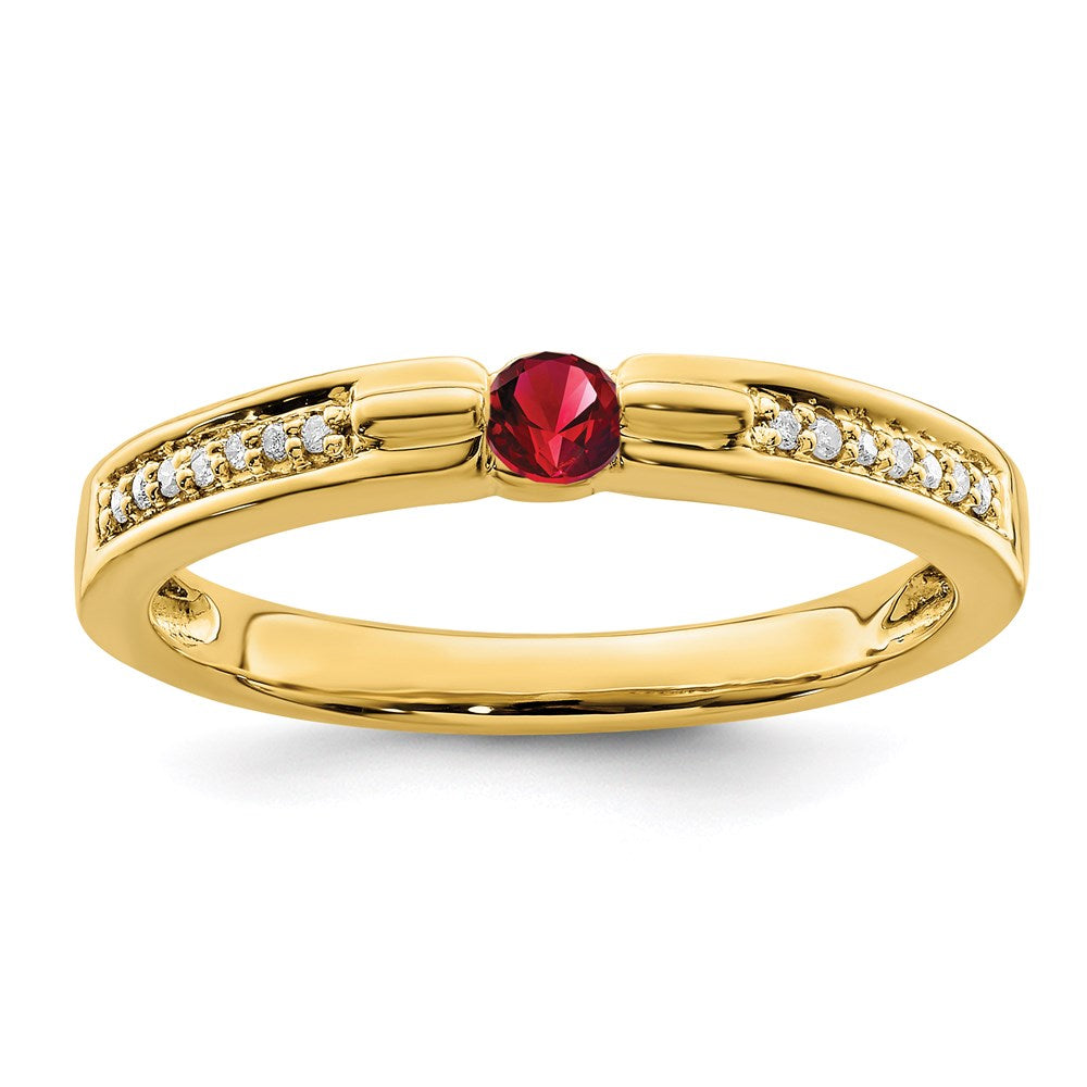 14K Family Jewelry Genuine Stone & Diamond Set Ring