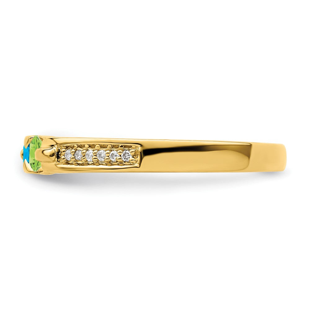 14K Family Jewelry Synthetic Stone & Diamond Set Ring