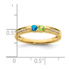 14K Family Jewelry Synthetic Stone & Diamond Set Ring