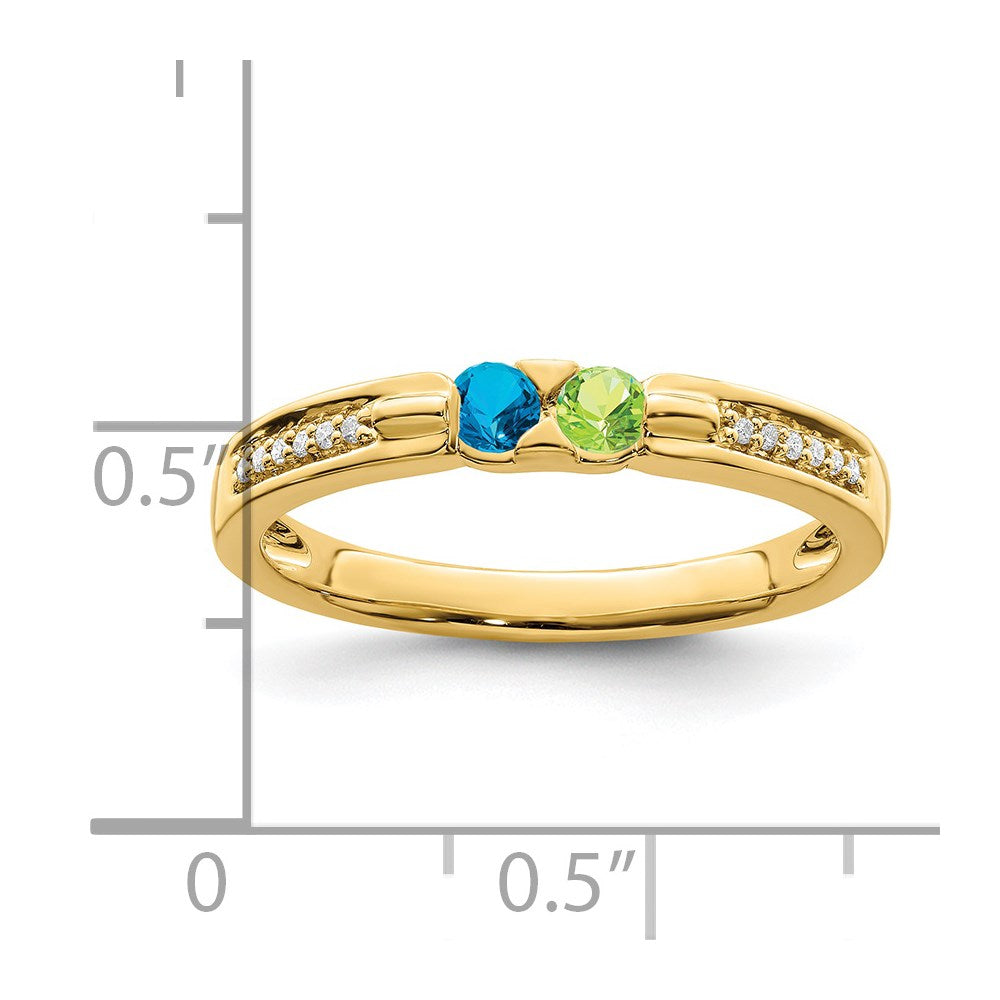 14K Family Jewelry Synthetic Stone & Diamond Set Ring