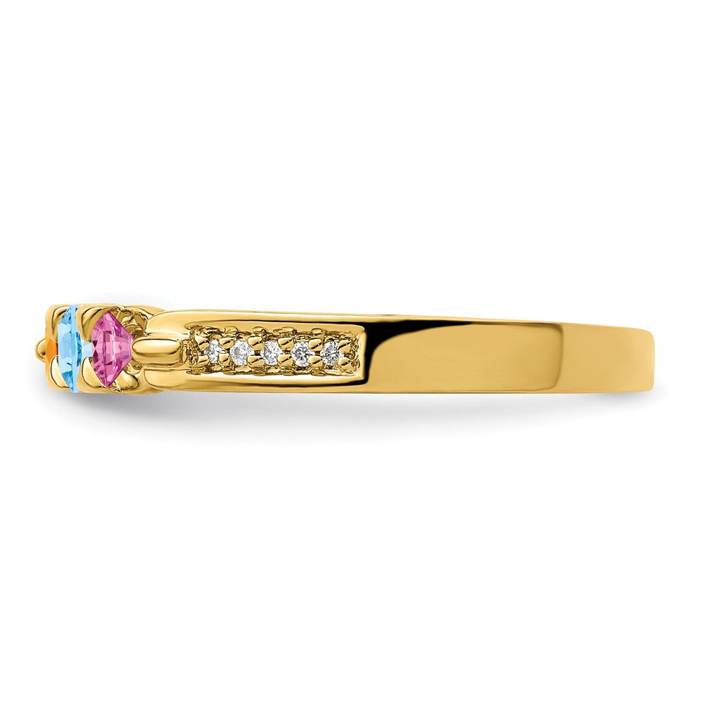 14K Family Jewelry Synthetic Stone & Diamond Set Ring