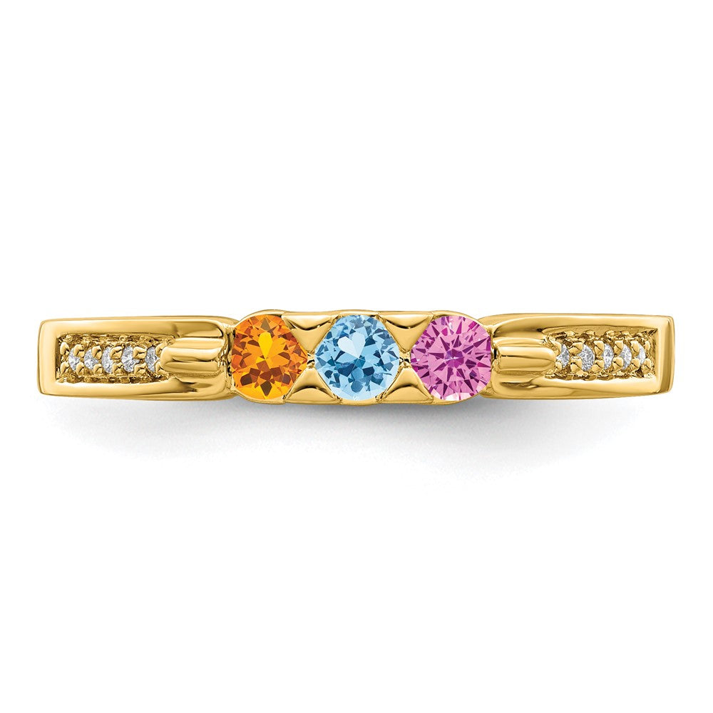 14K Family Jewelry Synthetic Stone & Diamond Set Ring