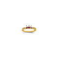 14K Family Jewelry Synthetic Stone & Diamond Set Ring