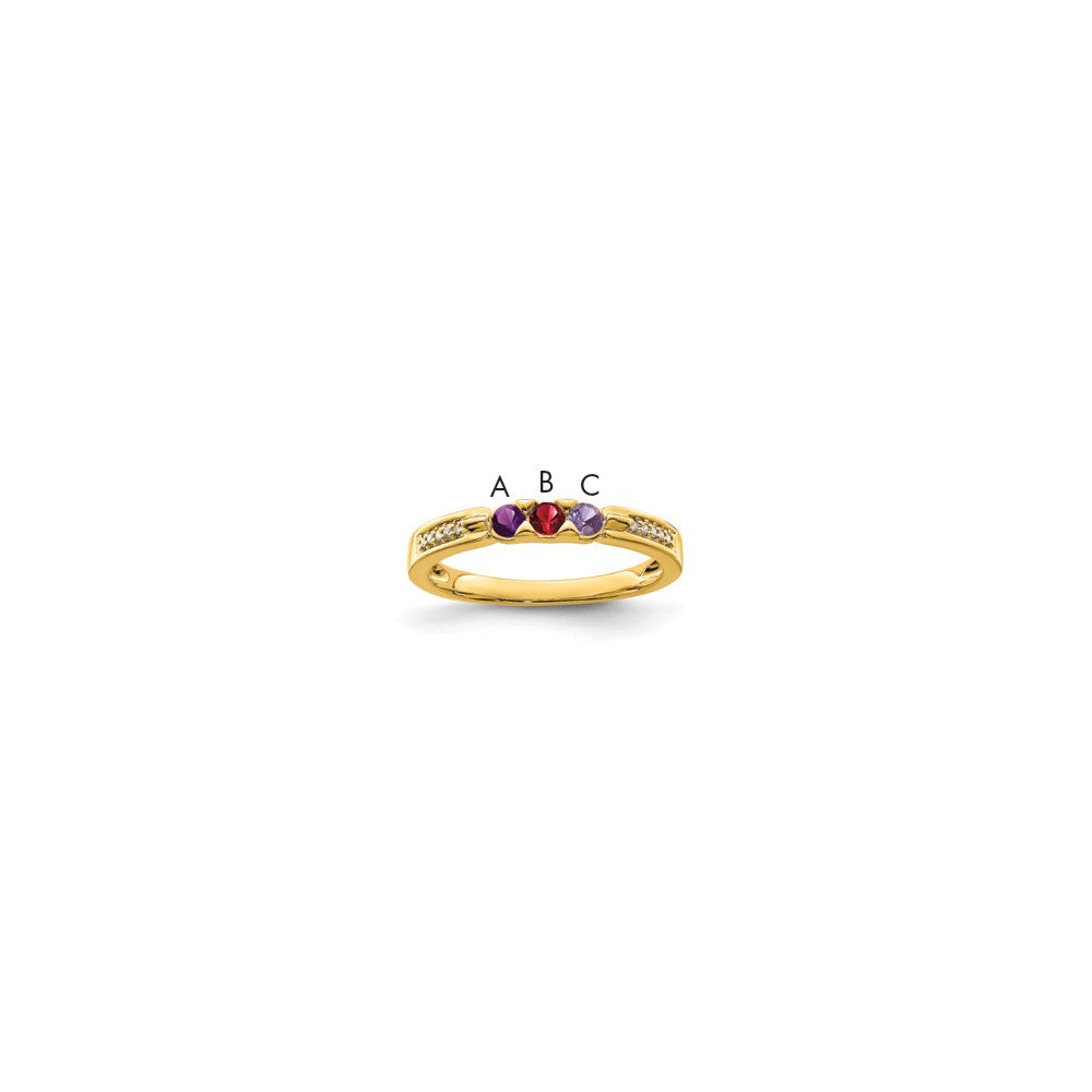 14K Family Jewelry Synthetic Stone & Diamond Set Ring