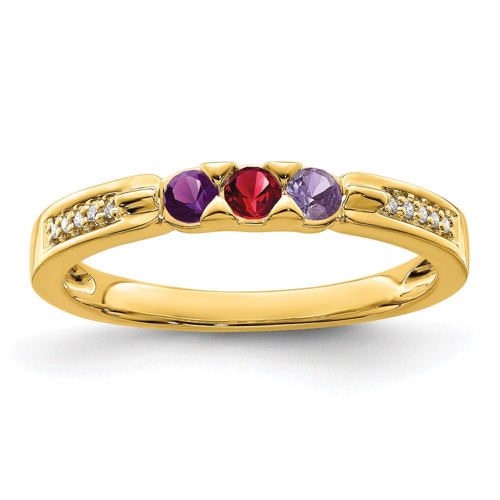14K Family Jewelry Synthetic Stone & Diamond Set Ring