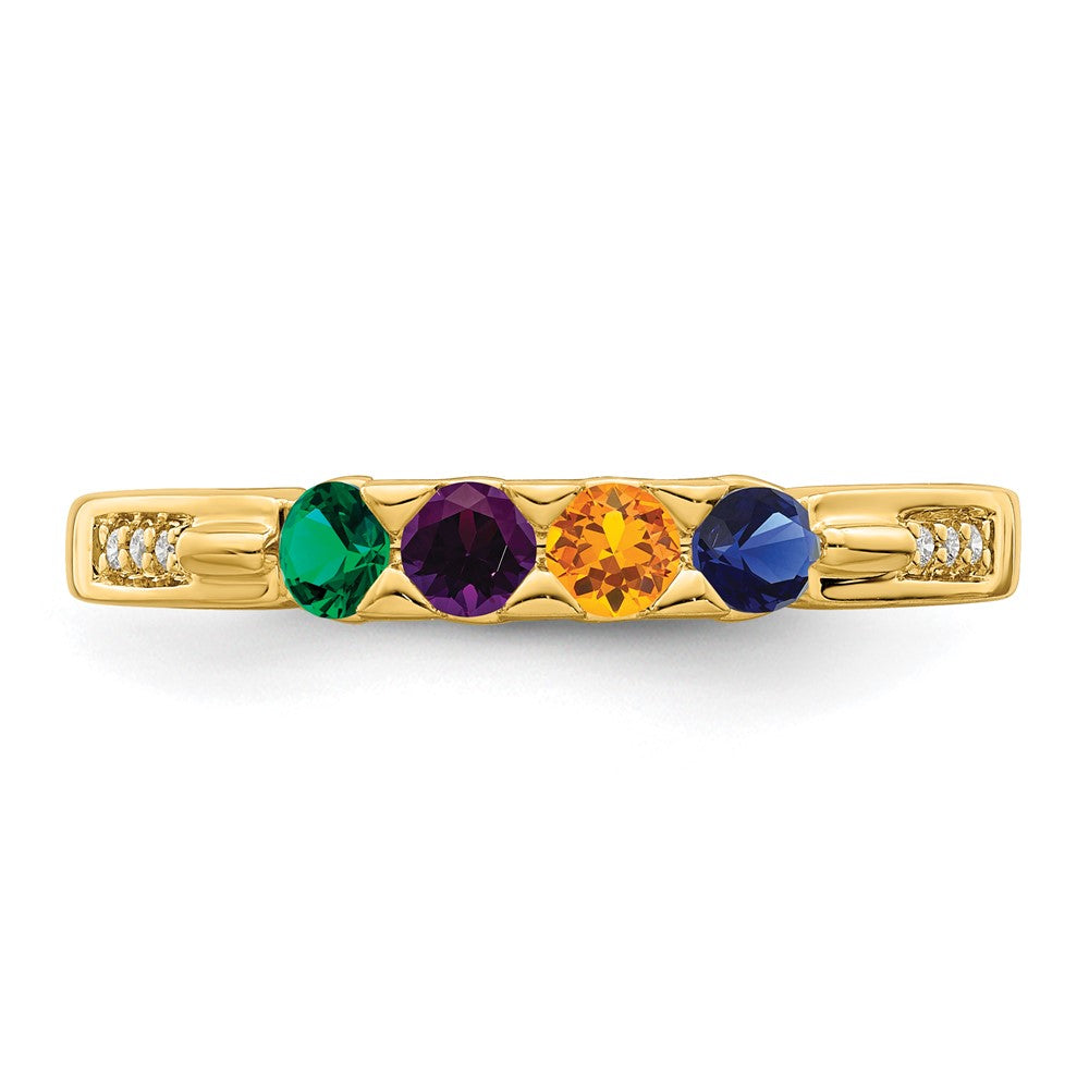 14K Family Jewelry Genuine Stone & Diamond Set Ring