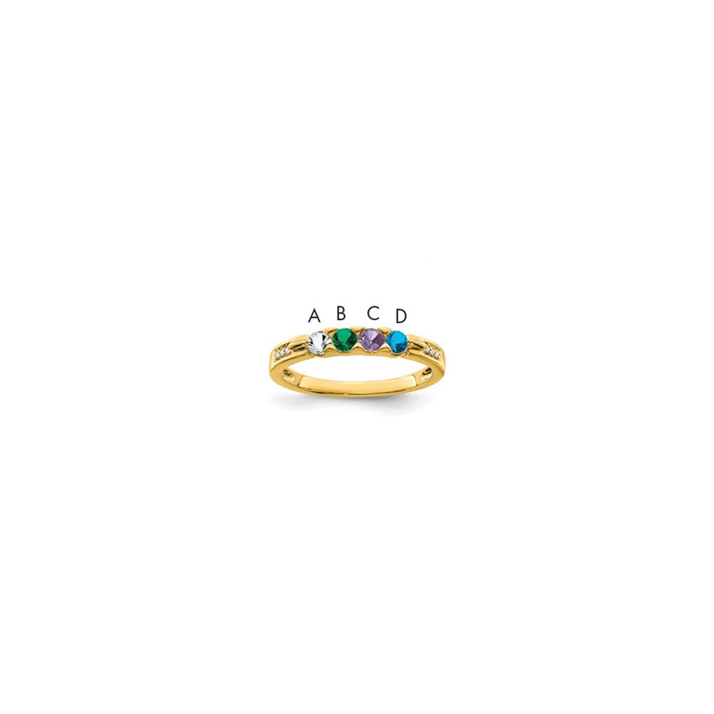 14K Family Jewelry Synthetic Stone & Diamond Set Ring