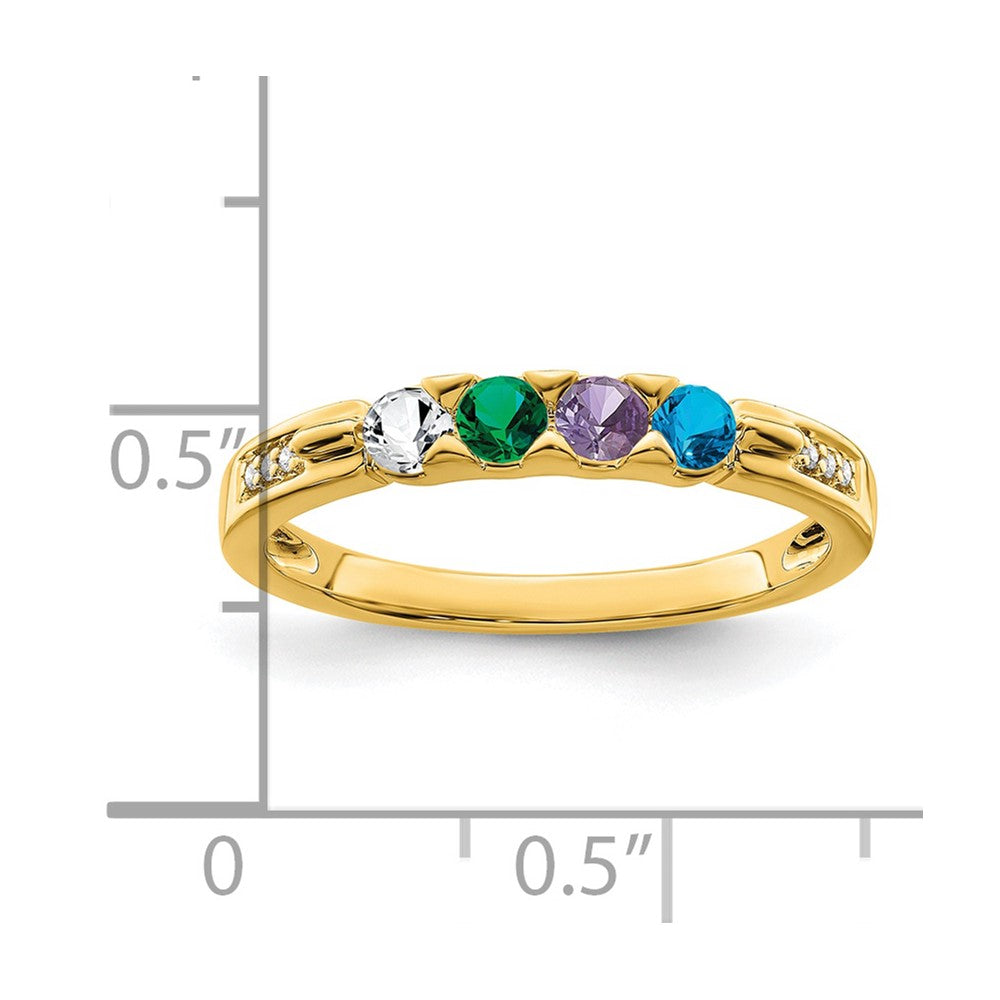 14K Family Jewelry Synthetic Stone & Diamond Set Ring