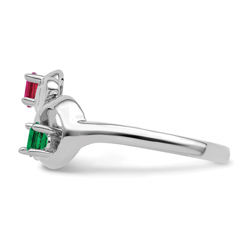 14k White Gold Synthetic Family Jewelry Ring