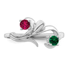 14k White Gold Genuine 2 Stone Mother's Ring