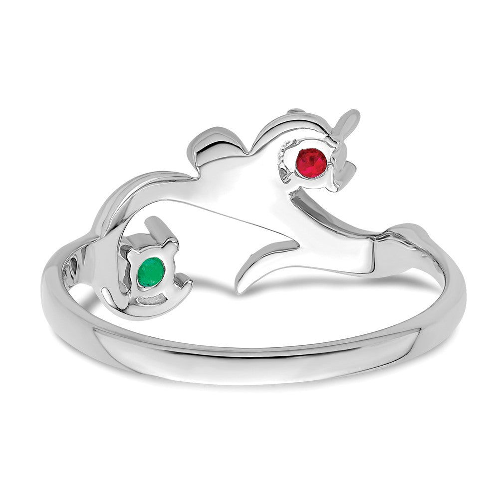 14k White Gold Synthetic Family Jewelry Ring