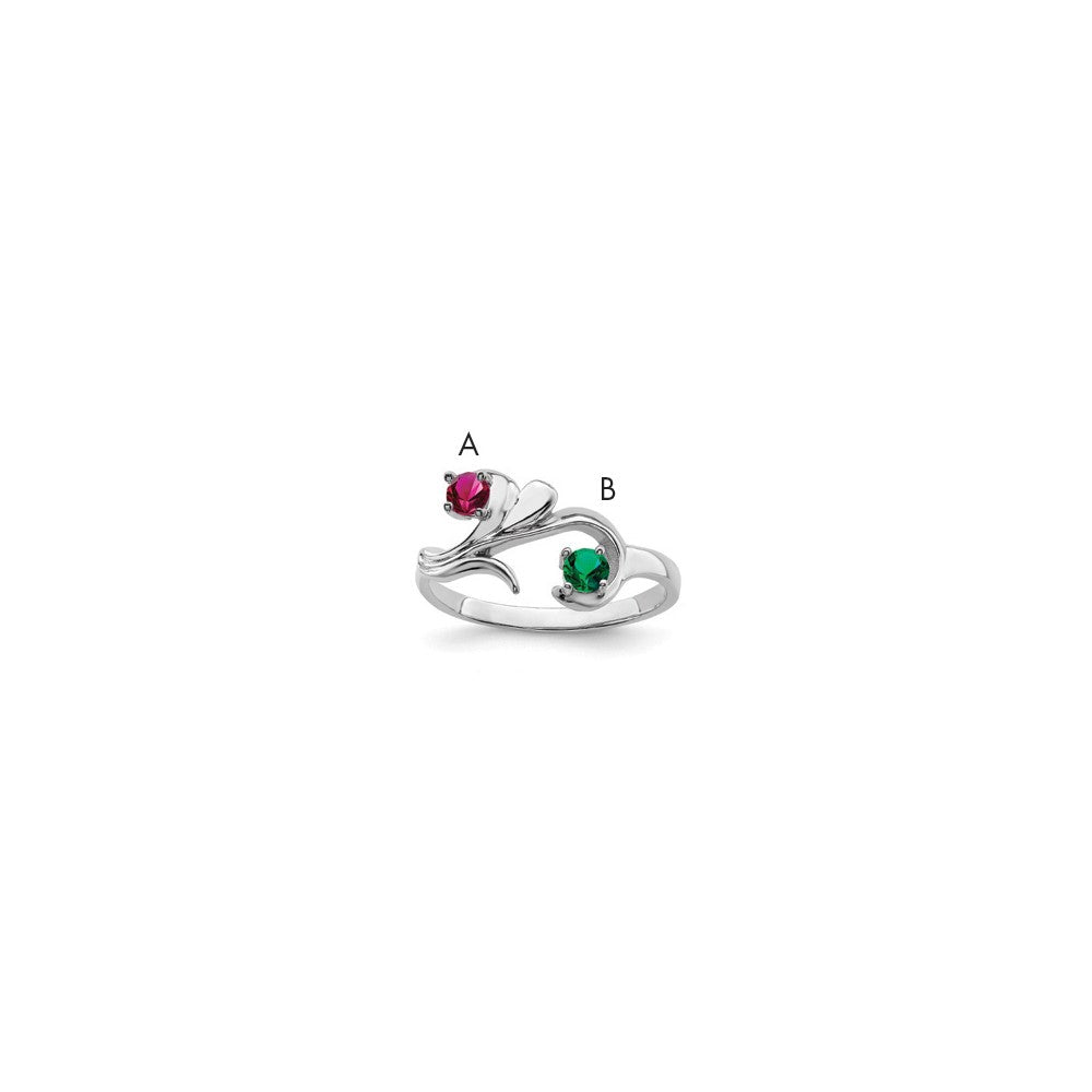 14k White Gold Synthetic Family Jewelry Ring