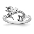14k White Gold Genuine 2 Stone Mother's Ring
