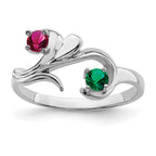 14k White Gold Synthetic Family Jewelry Ring
