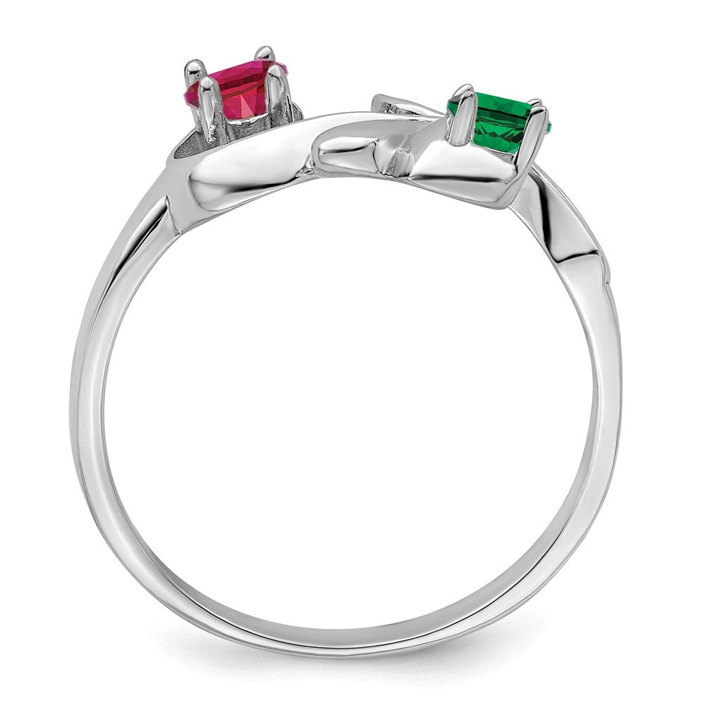 14k White Gold Synthetic Family Jewelry Ring