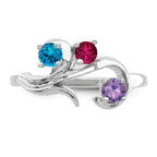 14k White Gold Synthetic Family Jewelry Ring