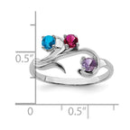 14k White Gold Genuine 3 Stone Mother's Ring