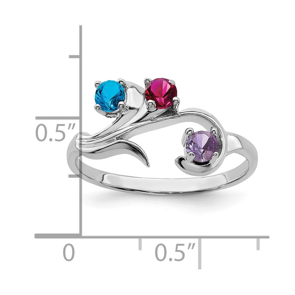14k White Gold Synthetic Family Jewelry Ring