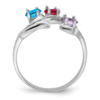 14k White Gold Synthetic Family Jewelry Ring
