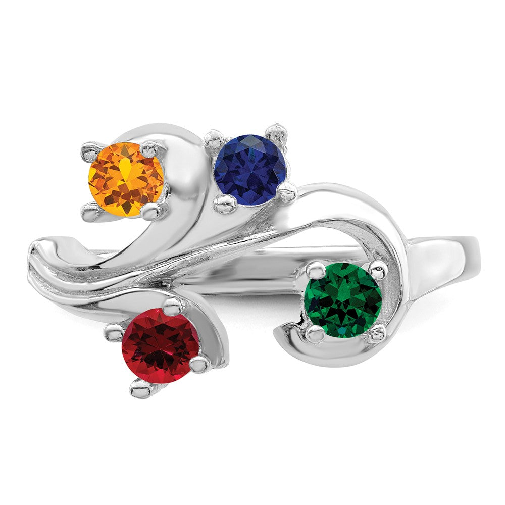 14k White Gold Genuine 4 Stone Mother's Ring