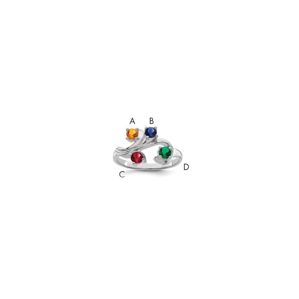14k White Gold Genuine 4 Stone Mother's Ring