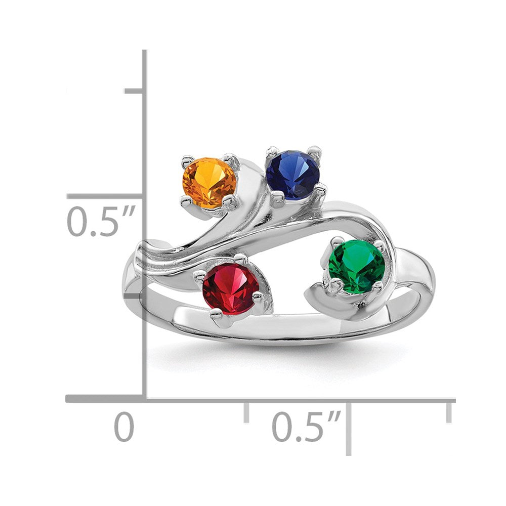14k White Gold Genuine 4 Stone Mother's Ring