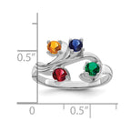 14k White Gold Genuine 4 Stone Mother's Ring