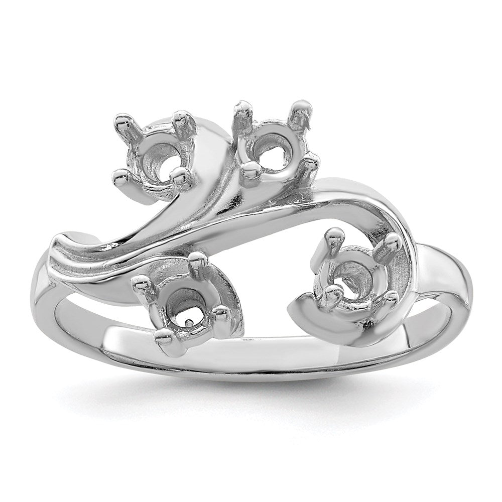 14k White Gold Genuine 4 Stone Mother's Ring