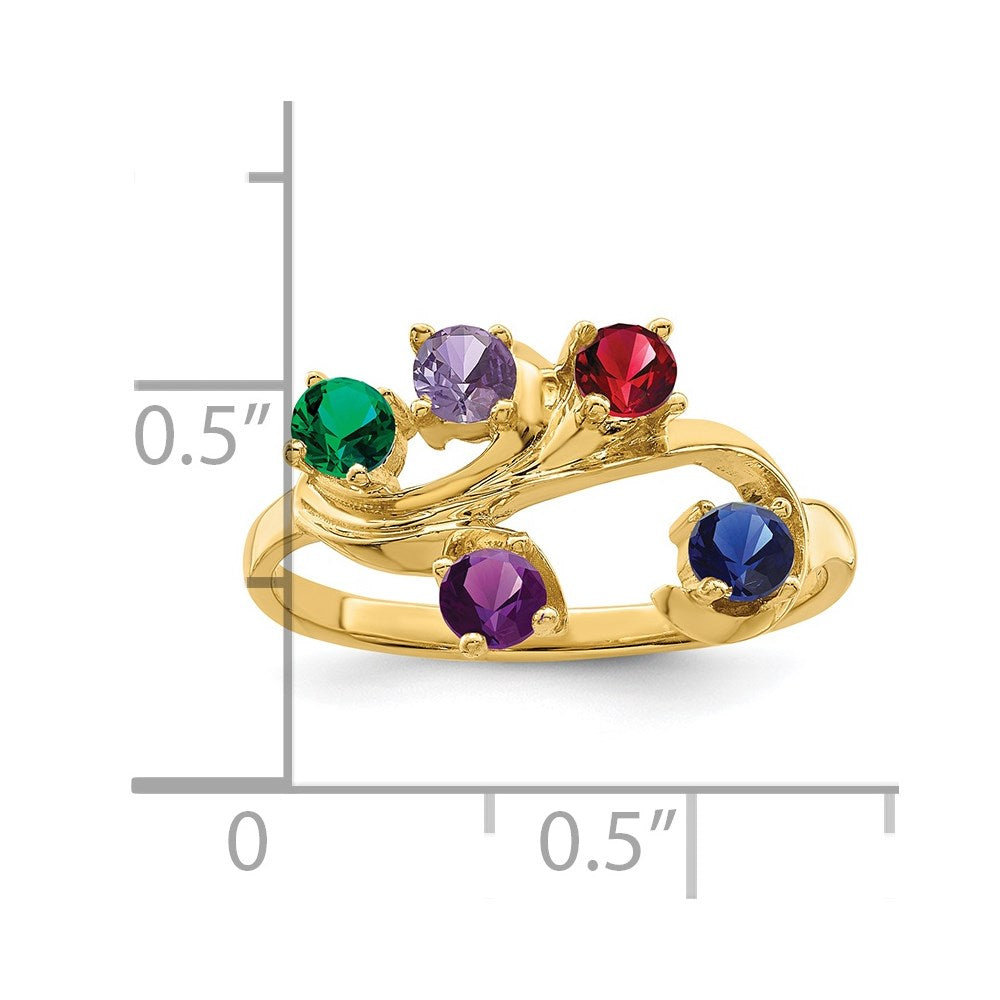 14k Genuine 5 Stone Mother's Ring