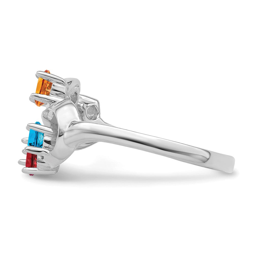14k White Gold Synthetic Family Jewelry Ring