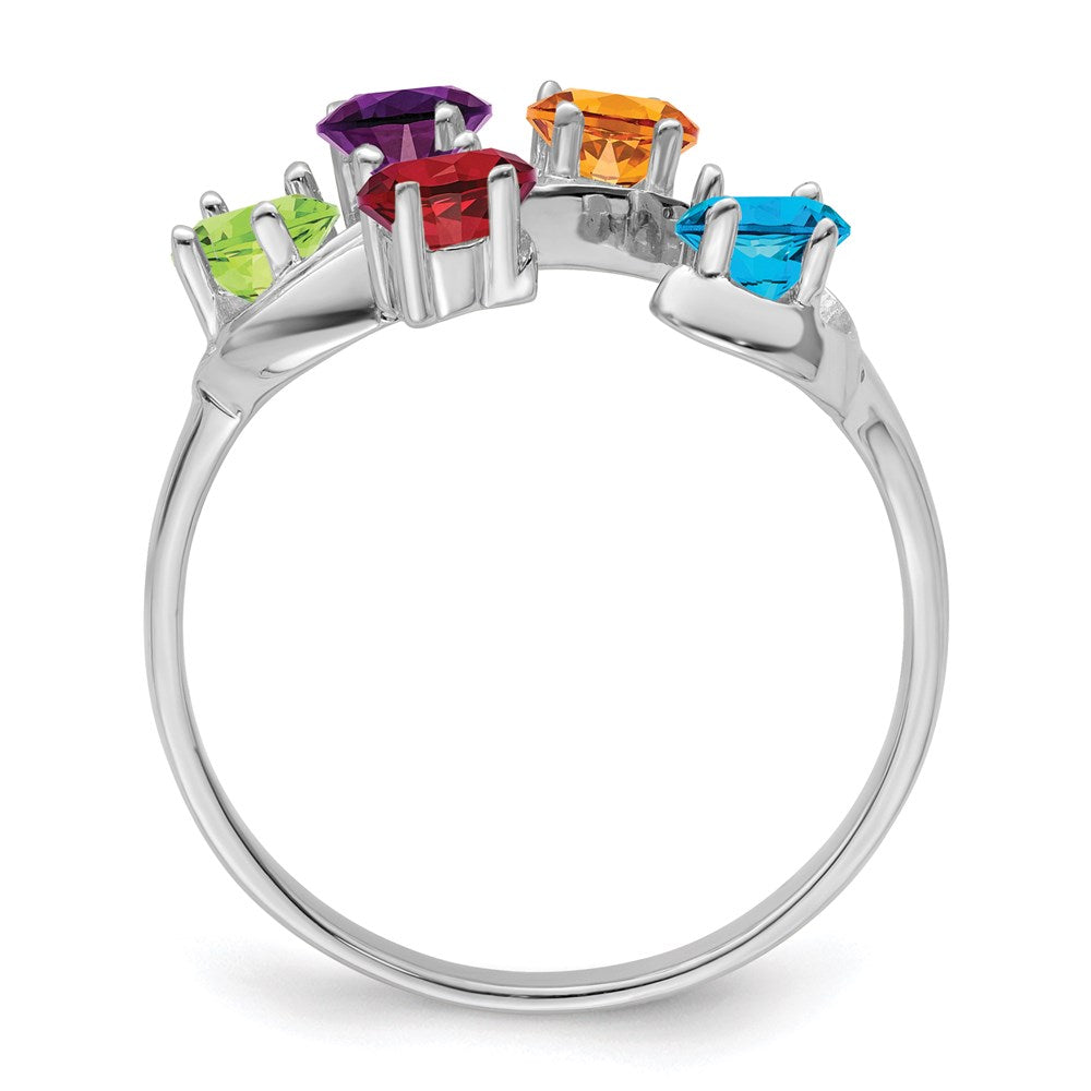 14k White Gold Synthetic Family Jewelry Ring