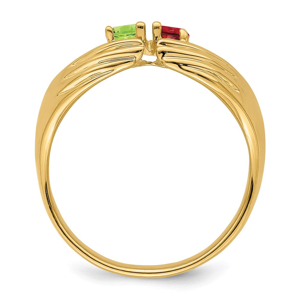 14k 2 Synthetic Stone Family Ring