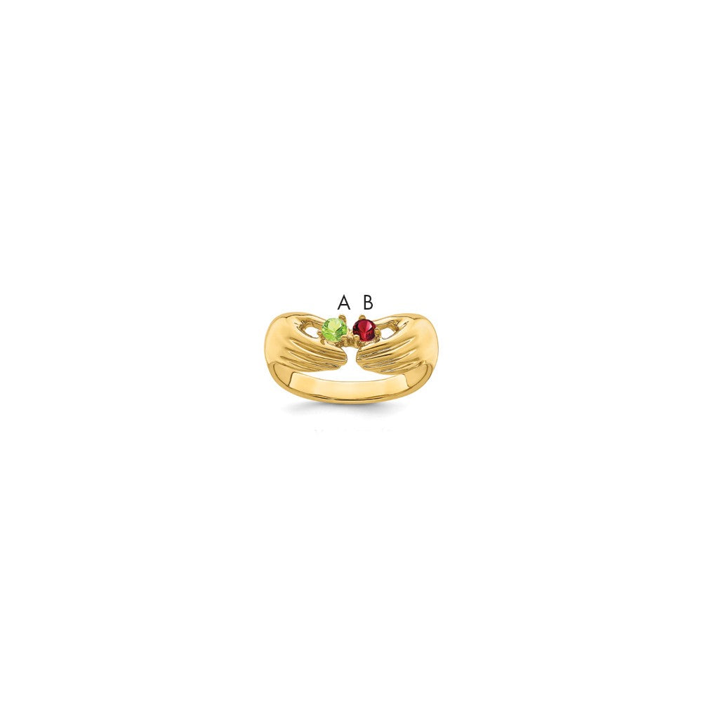 14k 2 Synthetic Stone Family Ring