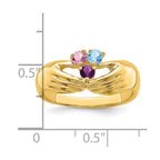 14k 3 Synthetic Stone Family Ring