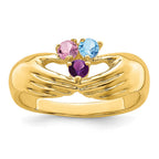 14k 3 Genuine Stone Family Ring