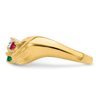 14k 4 Synthetic Stone Family Ring