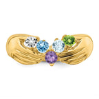 14k 5 Genuine Stone Family Ring