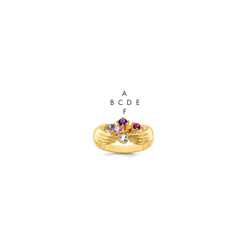 14k 6 Synthetic Stone Family Ring