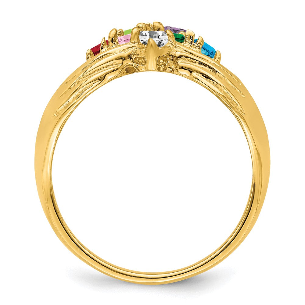 14k 7 Synthetic Stone Family Ring