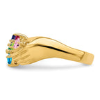 14k 7 Synthetic Stone Family Ring