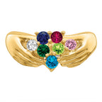 14k 7 Synthetic Stone Family Ring