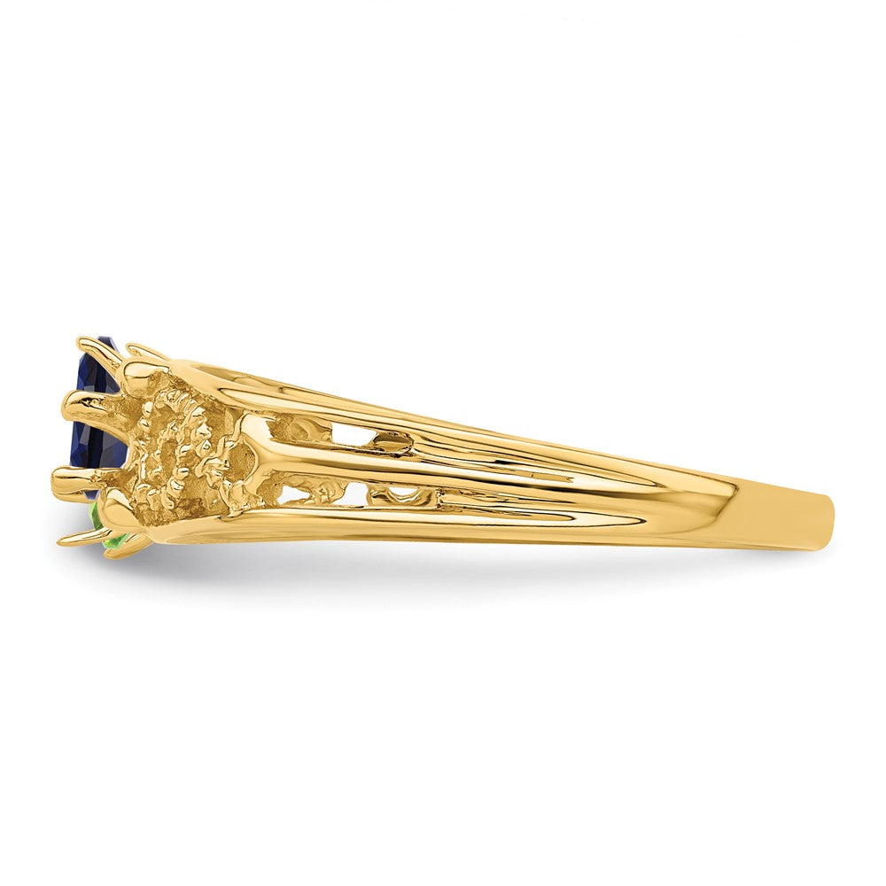14k 2 Synthetic Stone Family Ring