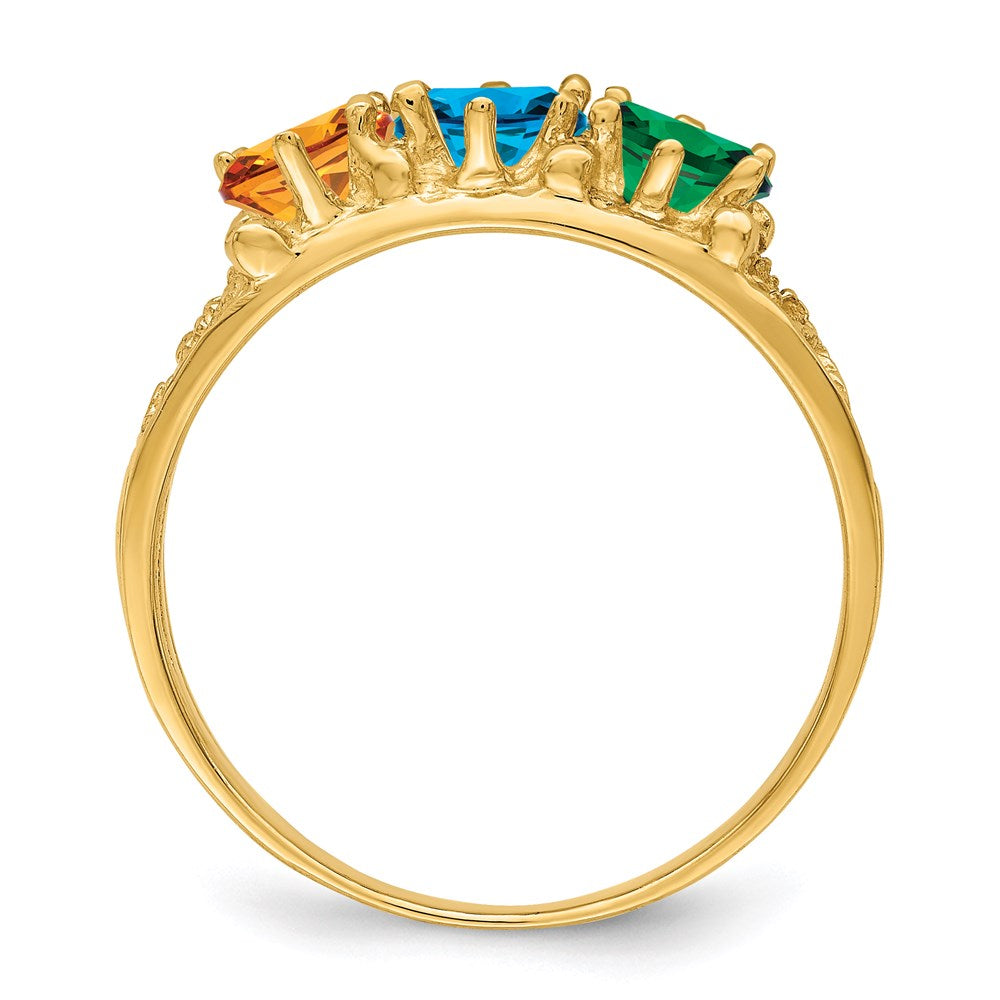 14k 3 Genuine Stone Family Ring