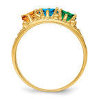 14k 3 Synthetic Stone Family Ring