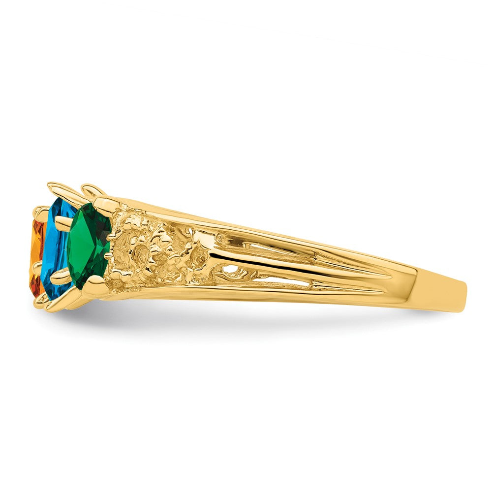 14k 3 Genuine Stone Family Ring