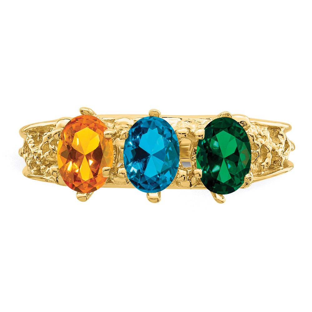 14k 3 Genuine Stone Family Ring