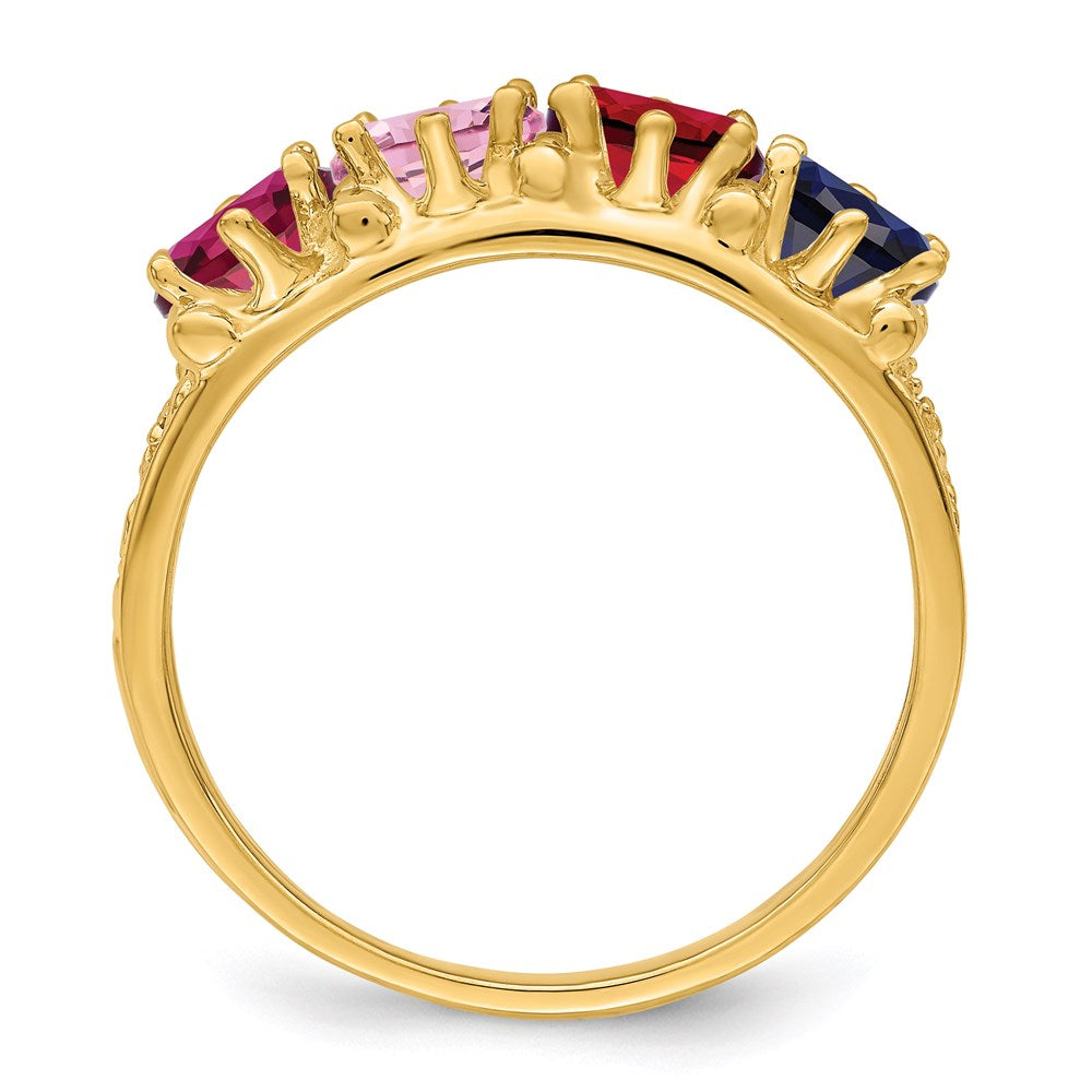 14k 4 Synthetic Stone Family Ring