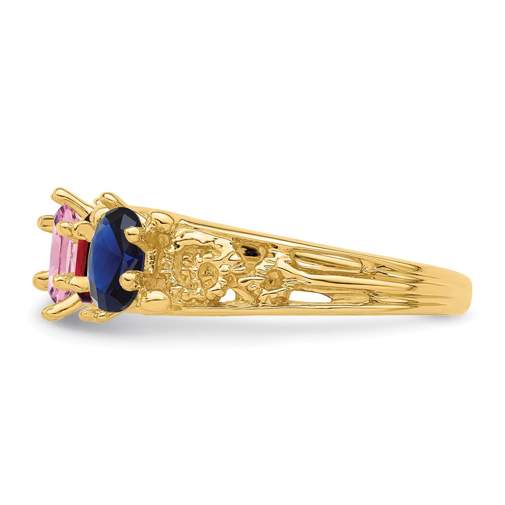 14k 4 Genuine Stone Family Ring