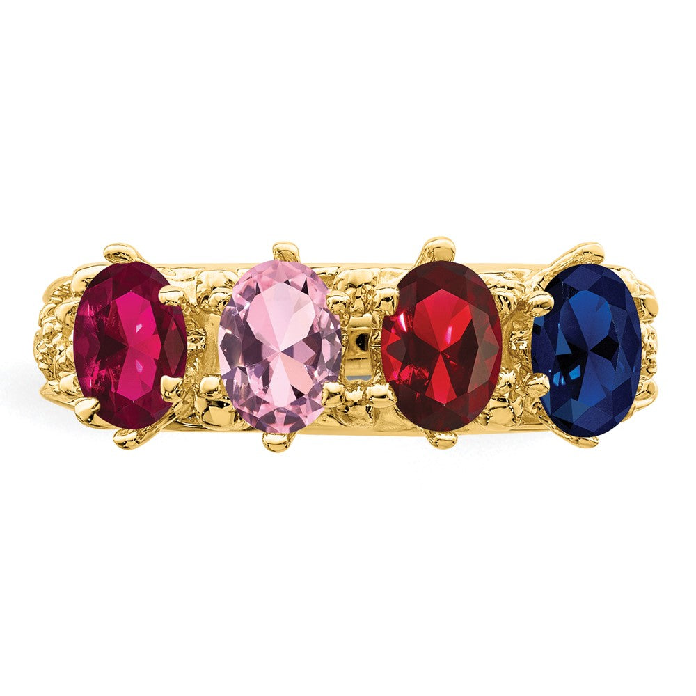 14k 4 Genuine Stone Family Ring