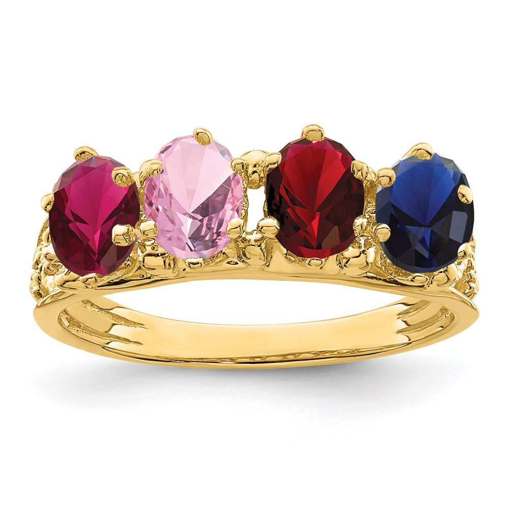 14k 4 Genuine Stone Family Ring